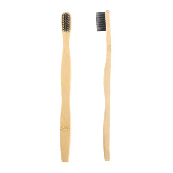 Kit de viaje de cepillo de dientes de bambú plano para adultos, cerdas súper densas biodegradables 100% naturales personalizados para uso doméstico